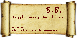Botyánszky Benjámin névjegykártya